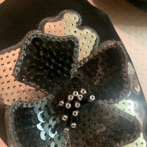 Mimco Black & Silver Epoque Flats Shoes Sz6 Flower Crystals motif stunning🤎 - Picture 10 of 10